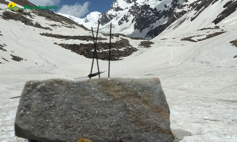 Frozen Chandranahan Lake at 14,000 ft