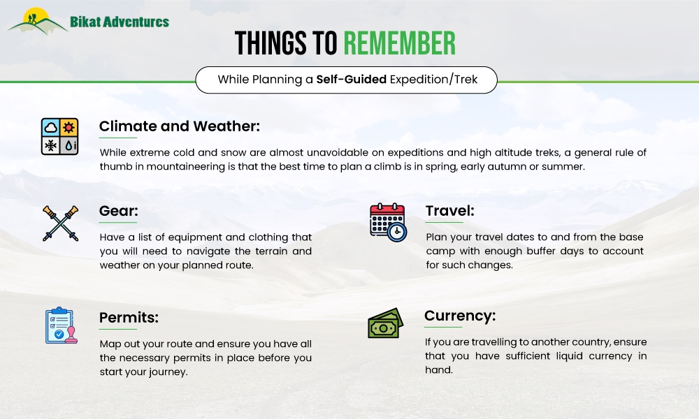 Things to Remember for a Self Guided Expedition