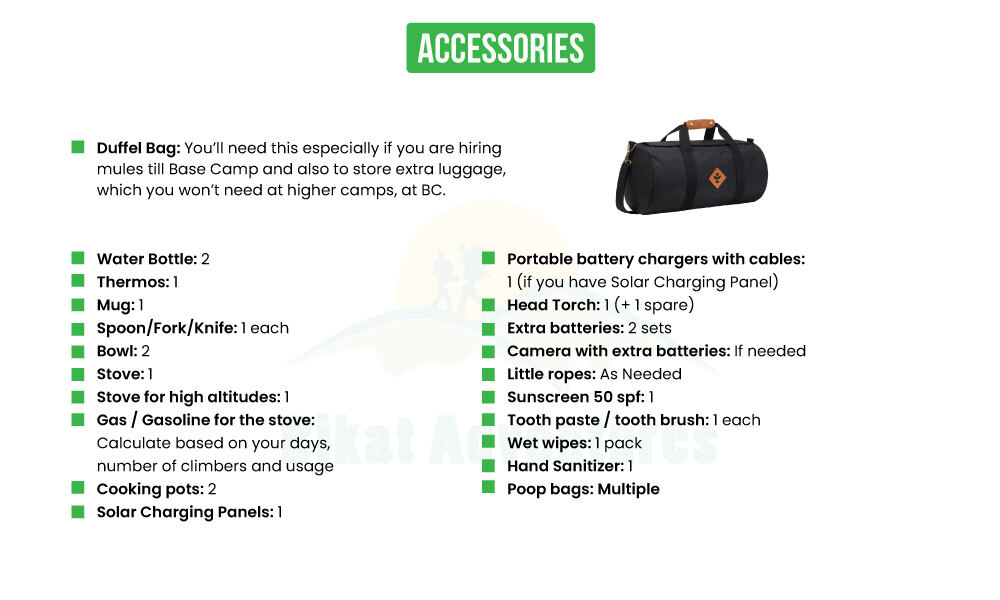 Aconcagua Expedition Packing List
