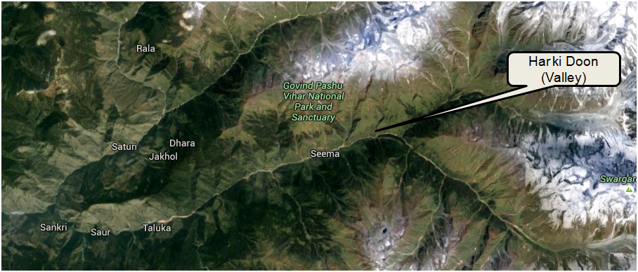 Satellite Image of Valley in Mountains Bikat 