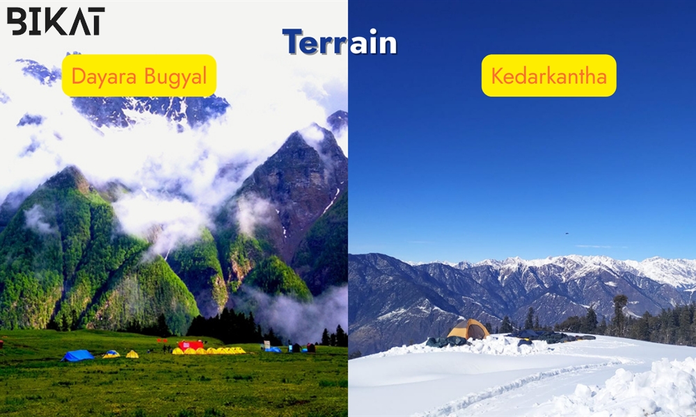 Kedarkantha vs dayara bugyal terrain comparison 
